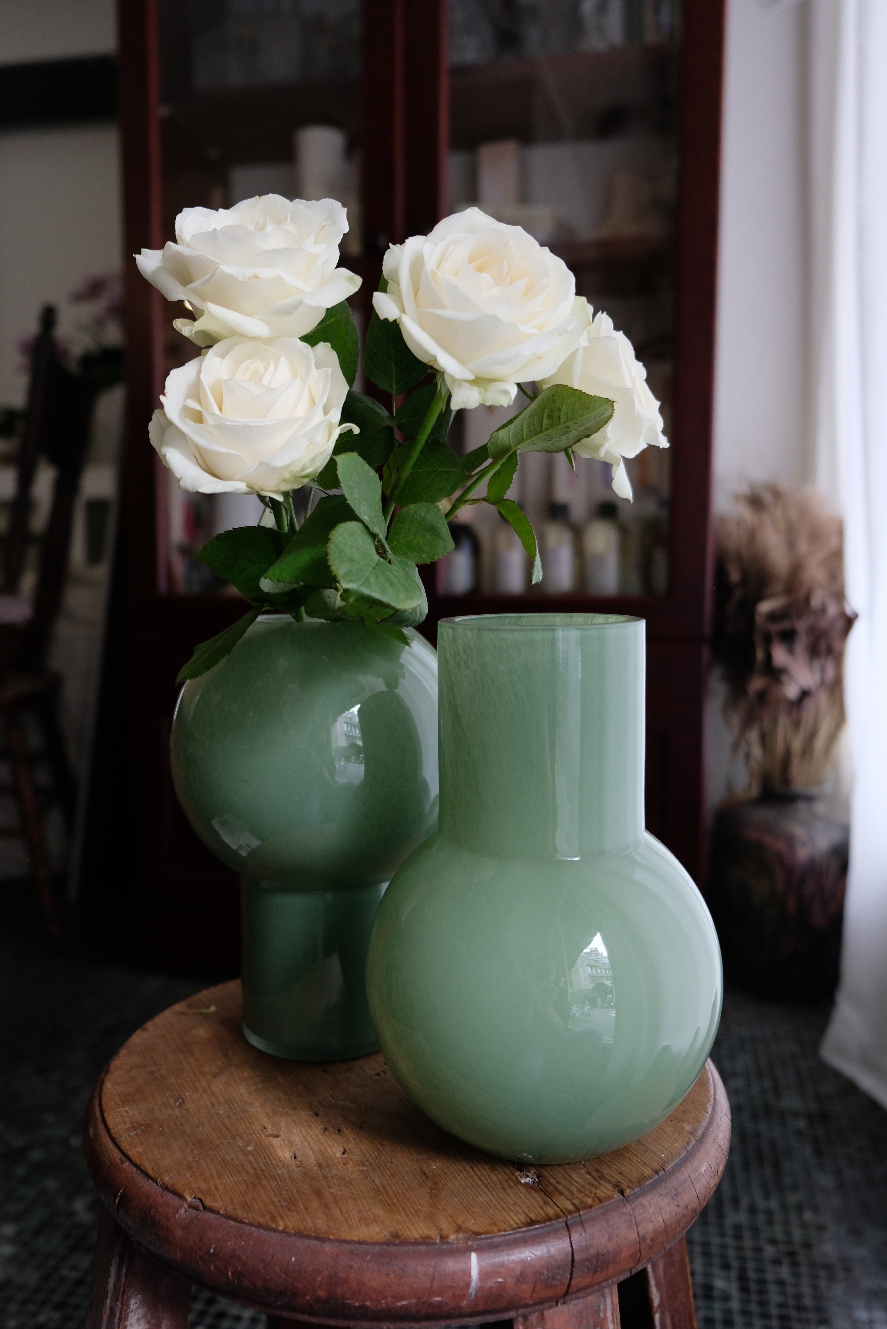 清新草綠復古花器－下圓款