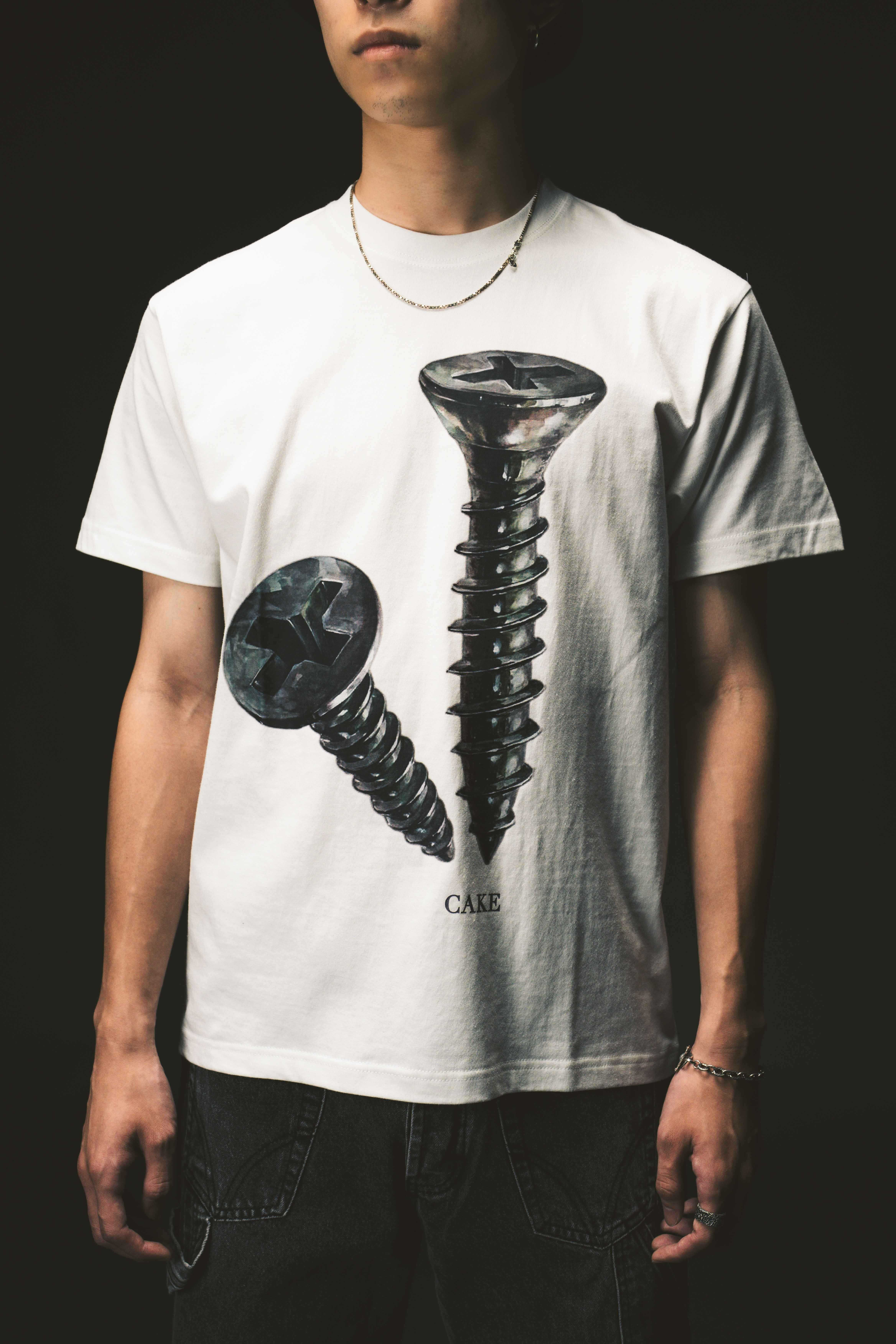 CAKE / Drill T-Shirt - Balck、White