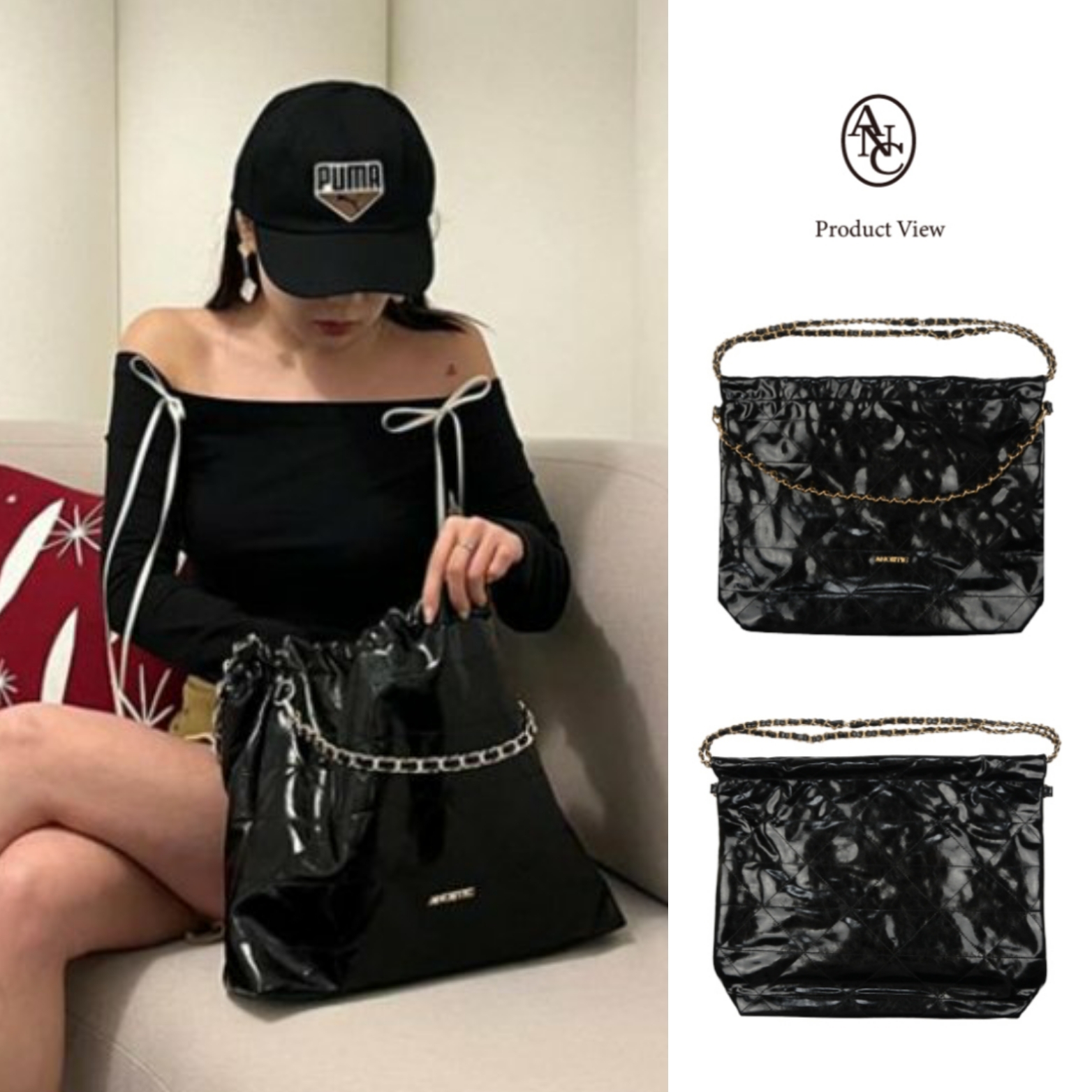 ★ANOETIC★ ANC DRAW CHAIN SHOULDER BAG_BLACK Anoetic] ANC DRAW CHAIN SHOULDER BAG_BLACK