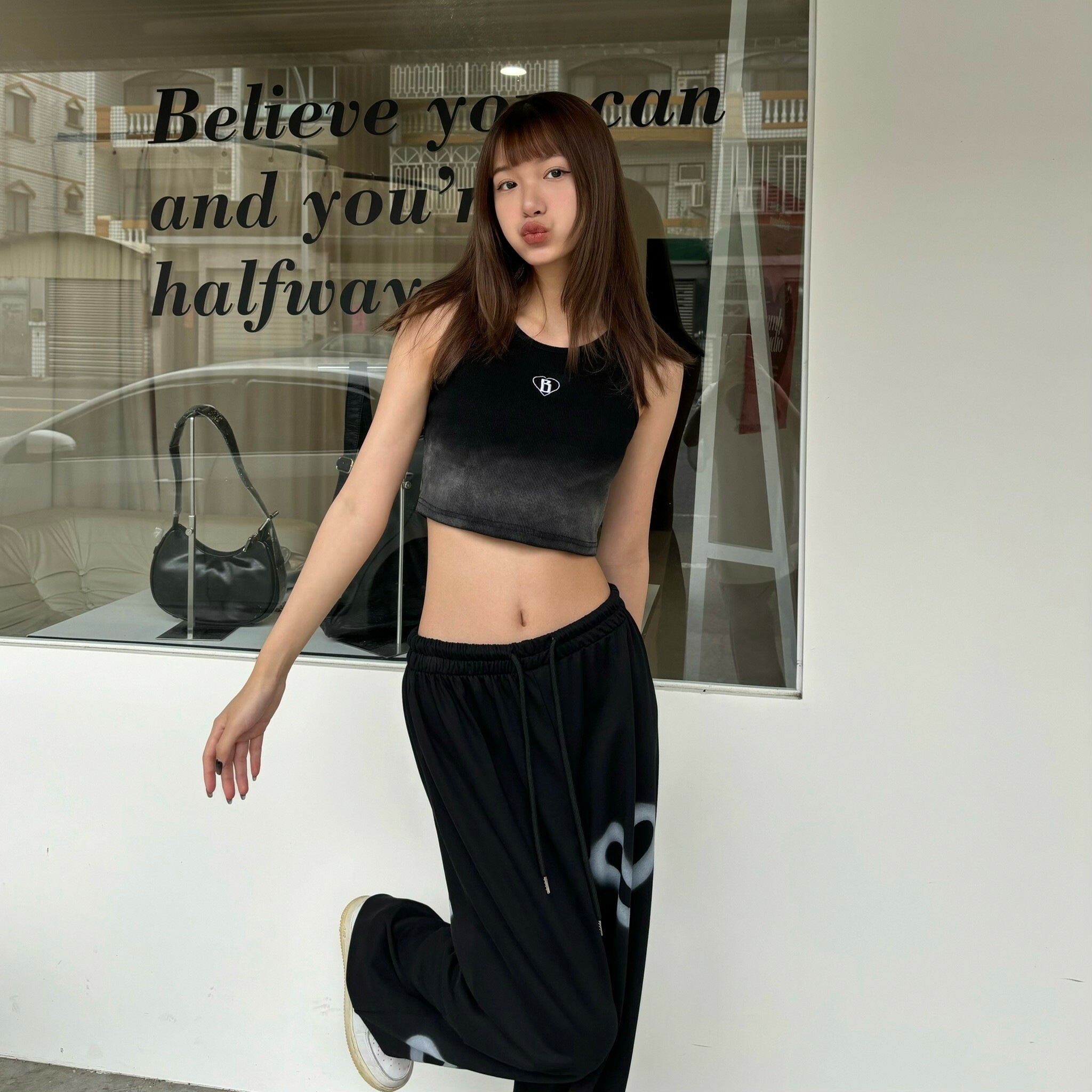 mmb噴染漸變品牌削肩背心