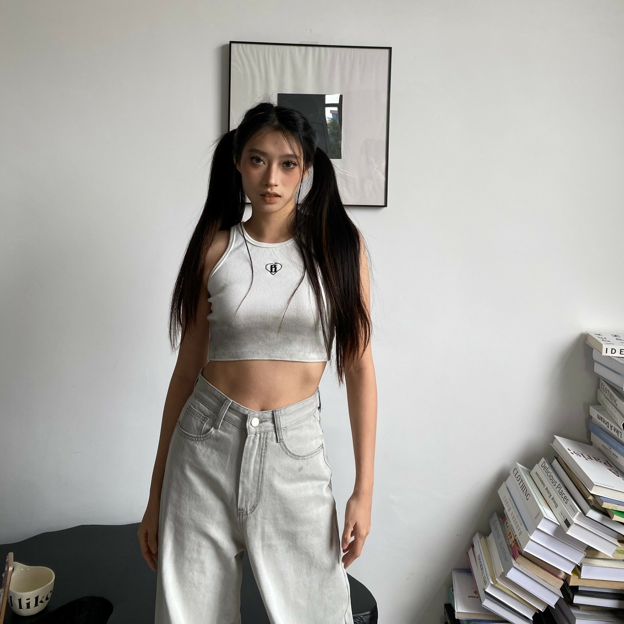 mmb噴染漸變品牌削肩背心