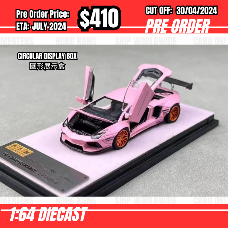 PO-$410 * PGM * 1:64 Lamborghini Aventador LP700-4 Pink Circular Display Box [OD28/04]