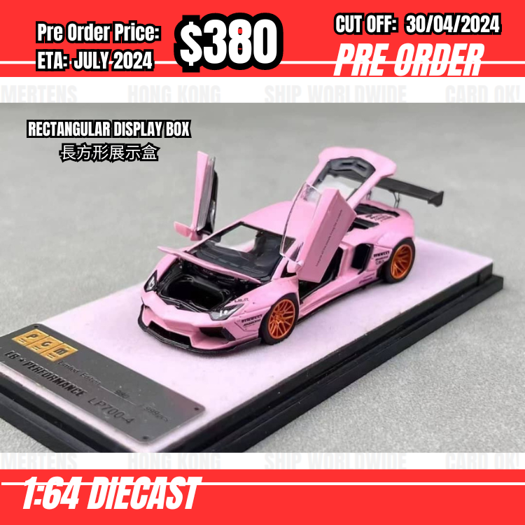 PO-$380 * PGM * 1:64 Lamborghini Aventador LP700-4 Pink Rectangular Display Box [OD28/04]