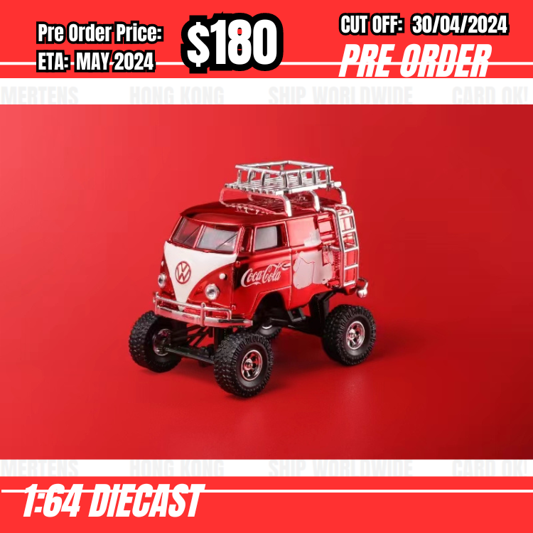 PO-$180  * HY Model * VW T1 Short Axis Big Foot Red Coca Cola [OD28/04]