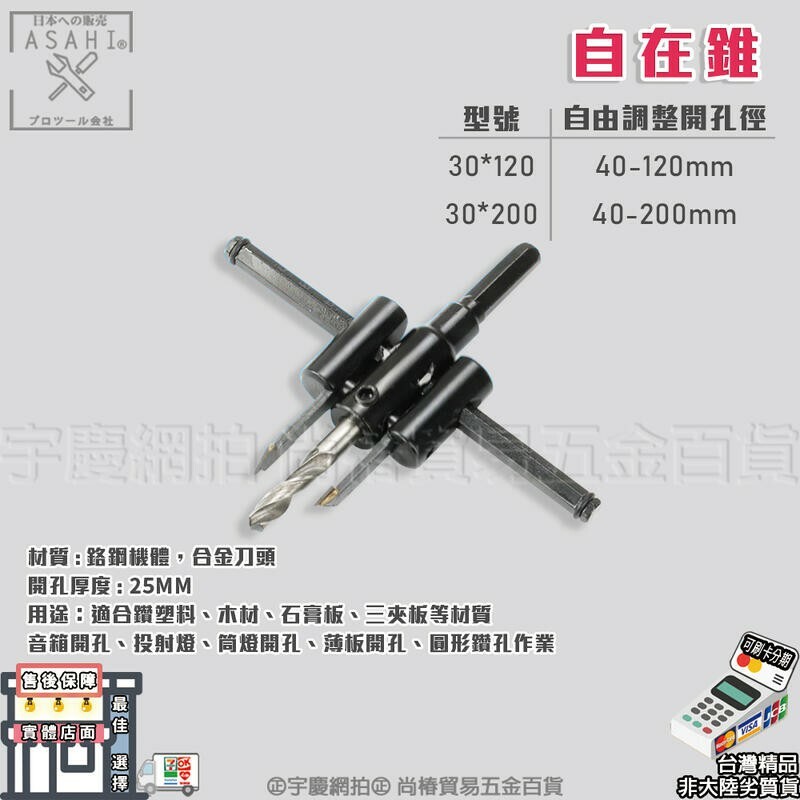 附發票｜ AIR120B、AIR200B可調式自在錐｜木工用開孔器  超硬自在錐 伸縮式開孔器 挖孔