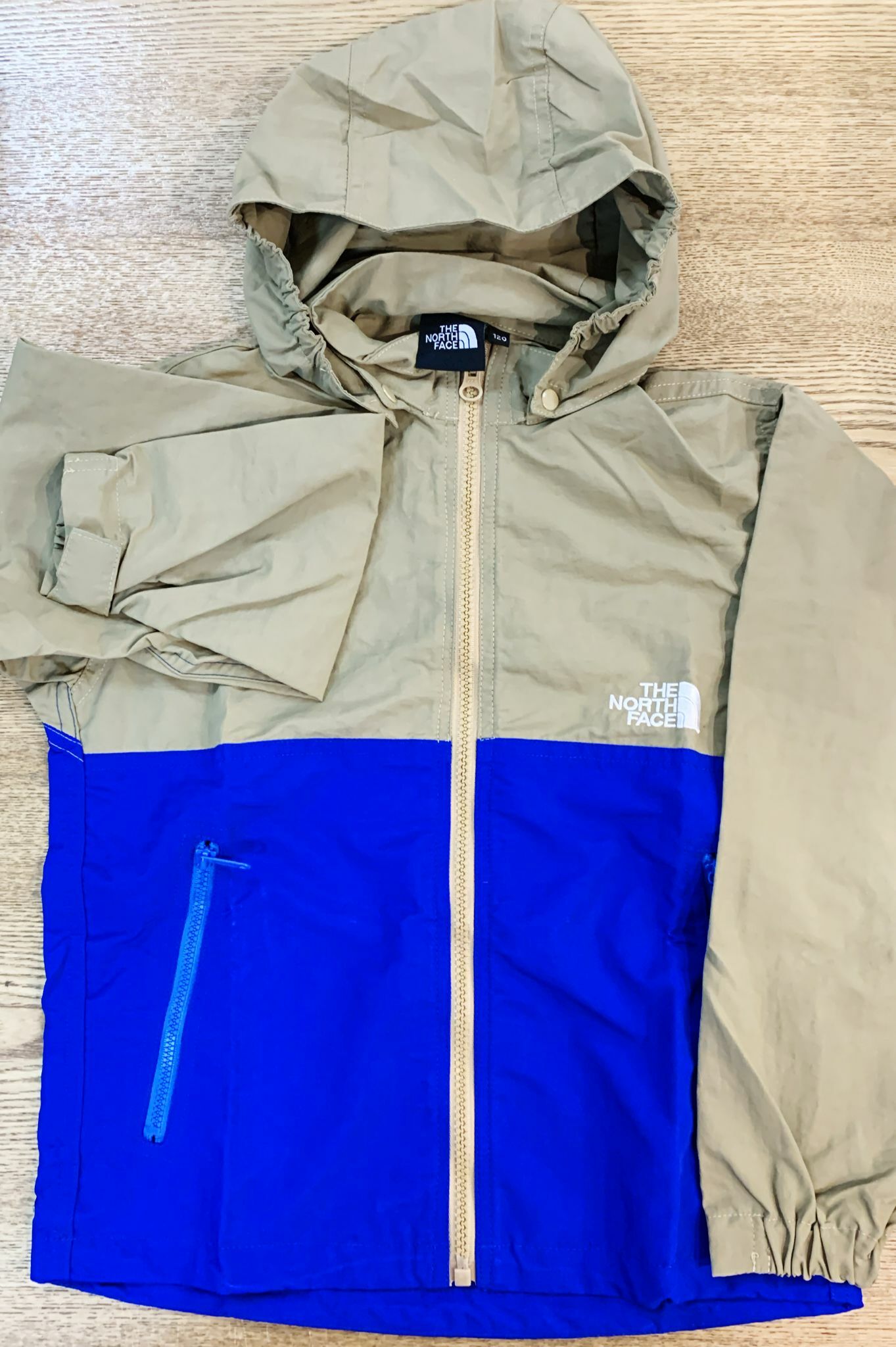 TNF 兒童拼色外套-杏拼藍色