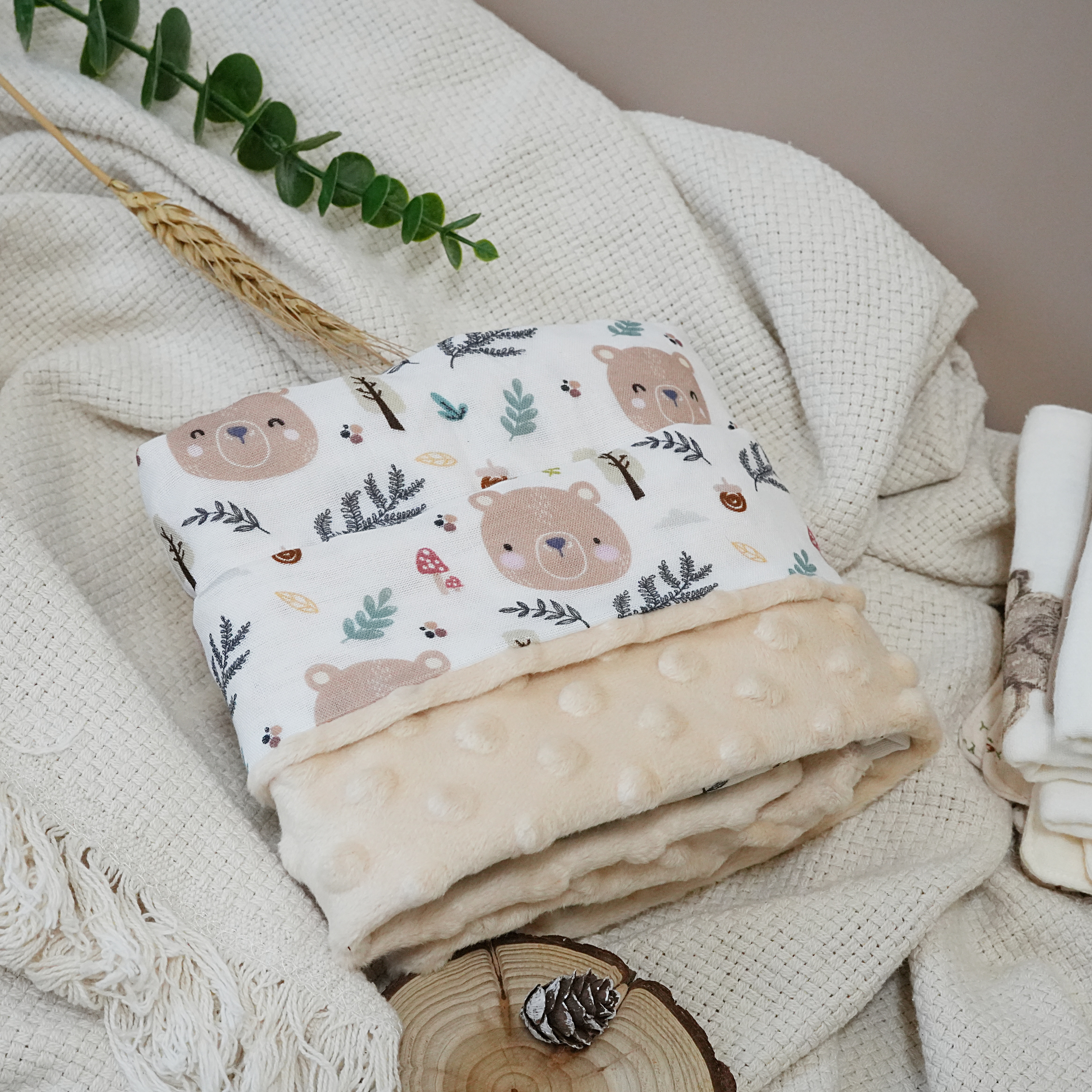 Hi Y.P store-嬰兒車蓋毯-獨家設計款-森林棕熊