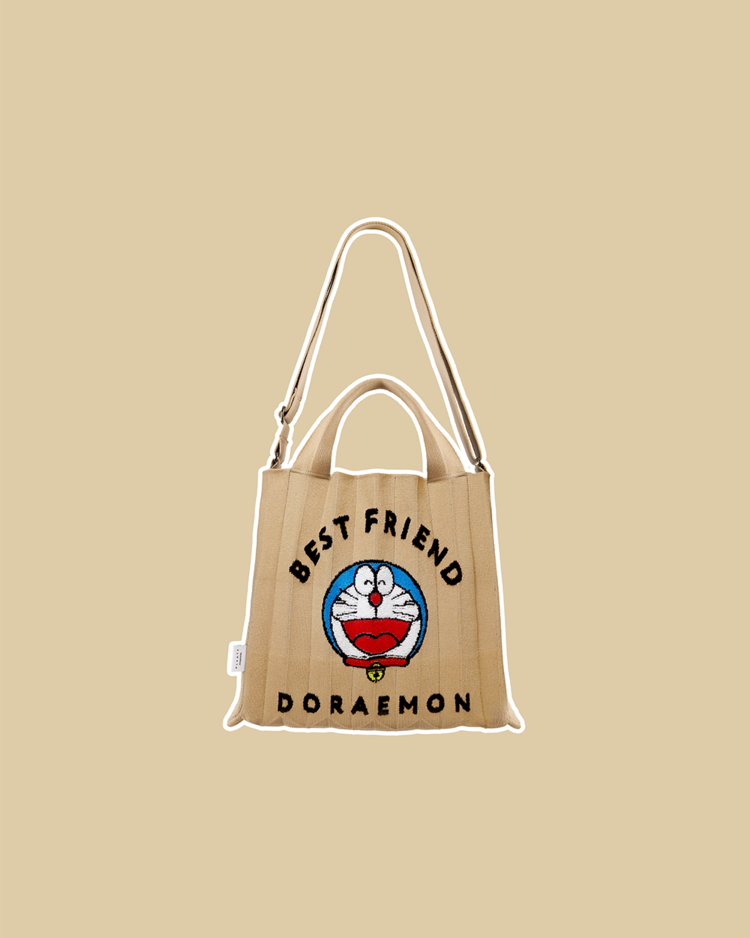 PLEATSMAMA Doraemon Edition 2WAY Cross Bag - BEIGE