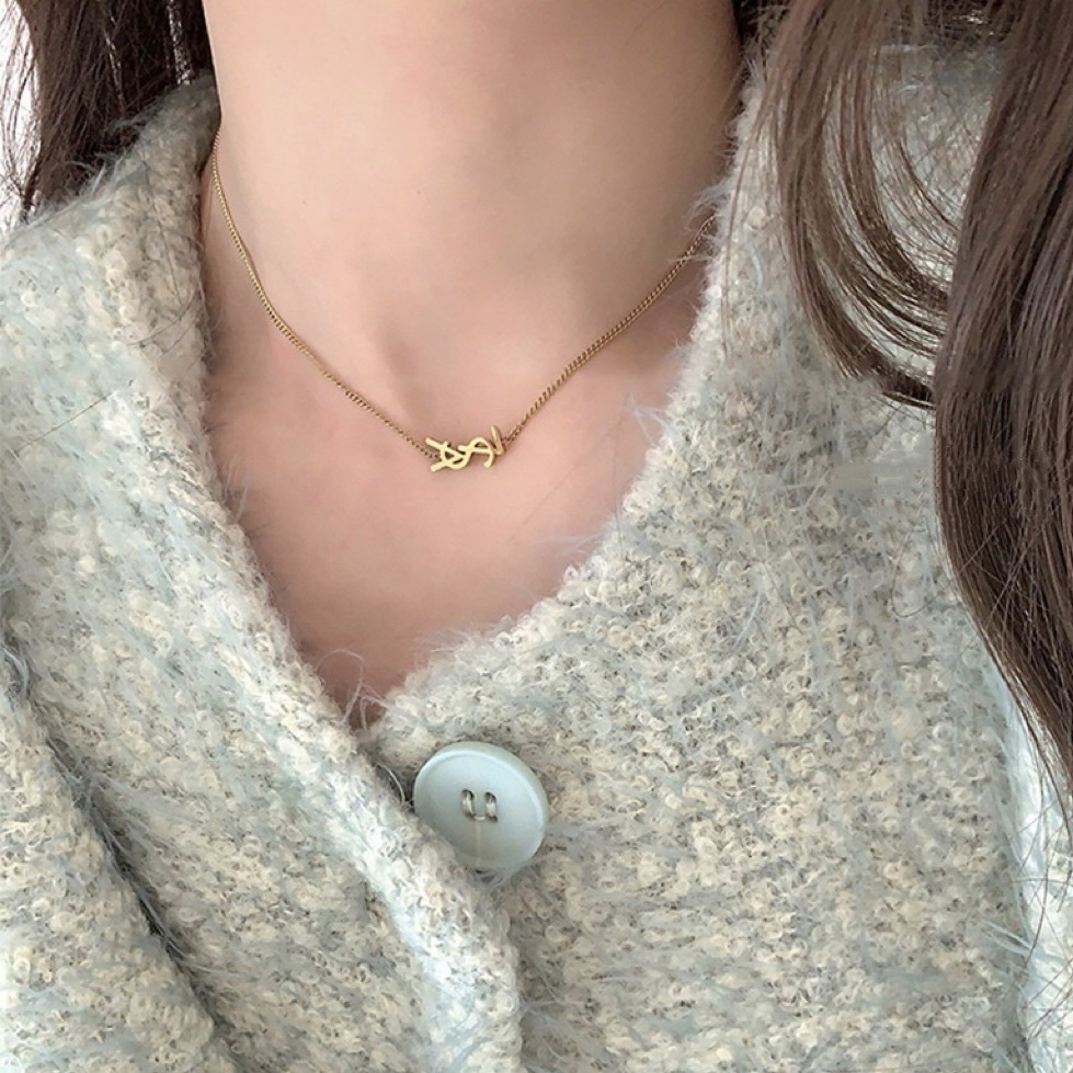 14k低奢小YSL字母翻玩細項鍊