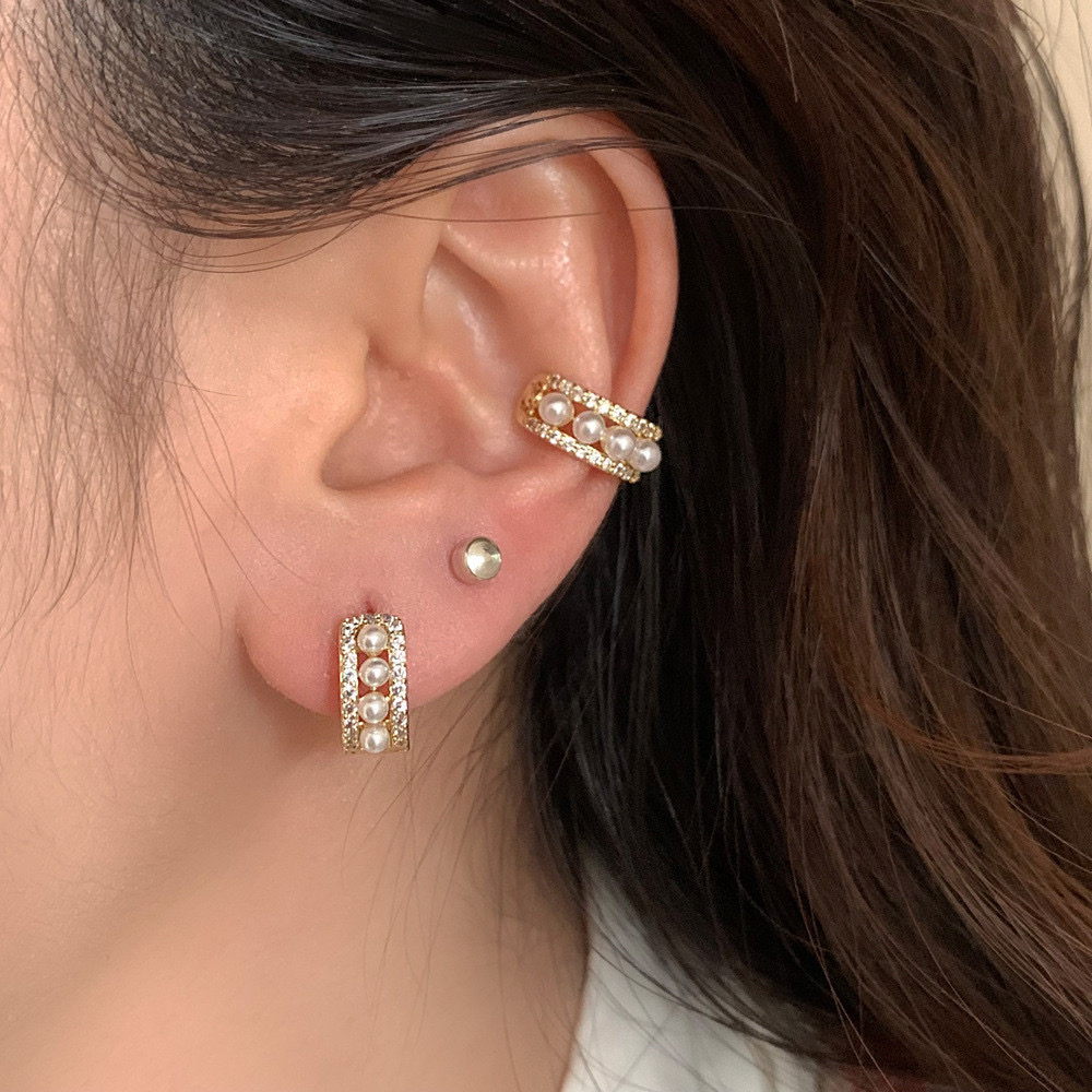 金碎鑽宮廷珍珠耳釦釘