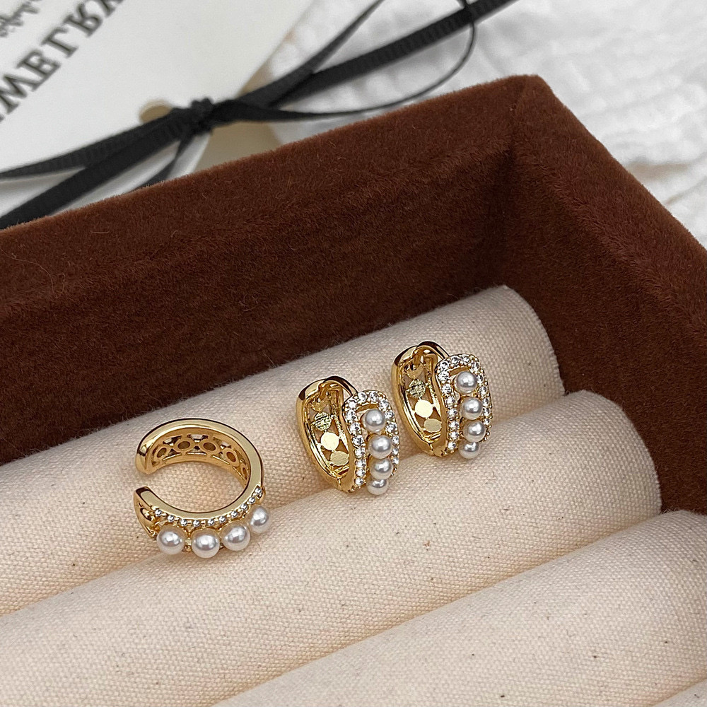 金碎鑽宮廷珍珠耳釦釘