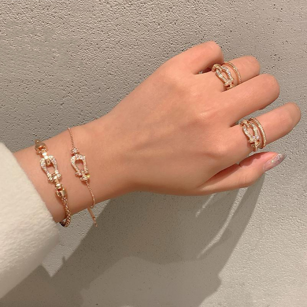 低奢馬蹄釦 溫柔鑲鑽玫瑰金全系列