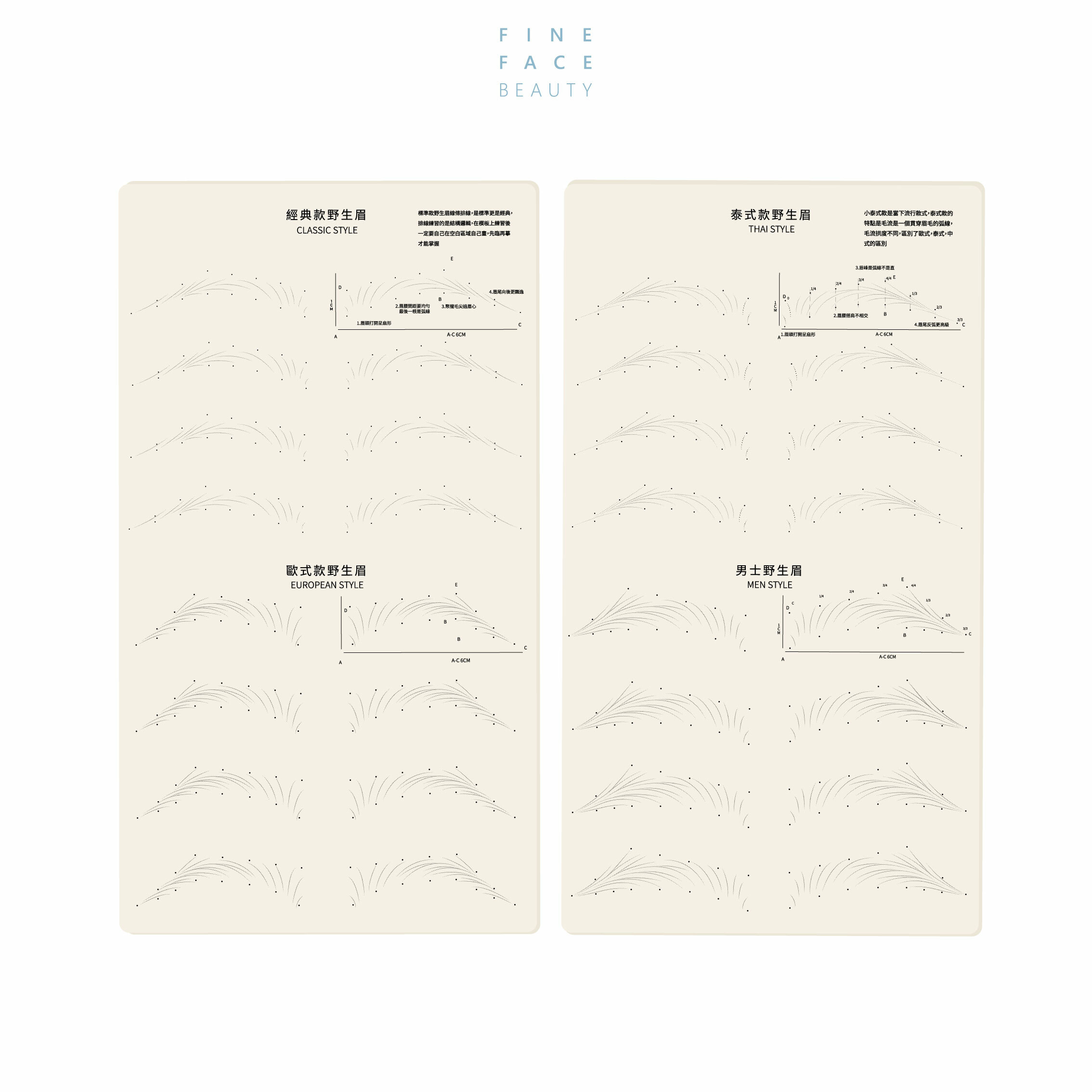 FineFace高品質仿真紋繡練習假皮(四款野生眉練習)