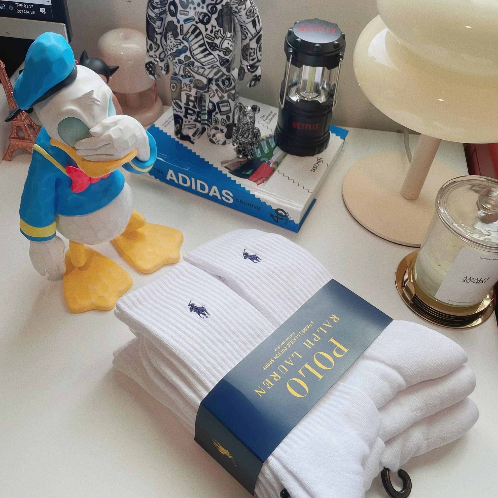 Polo Ralph Lauren Crew Socks 白色 刺繡 小腿襪 襪子 長襪 六雙一組