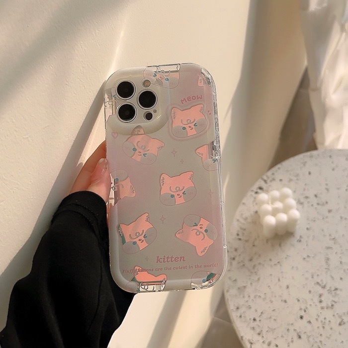 《42842》鏡面粉系貓咪iphone手機殼