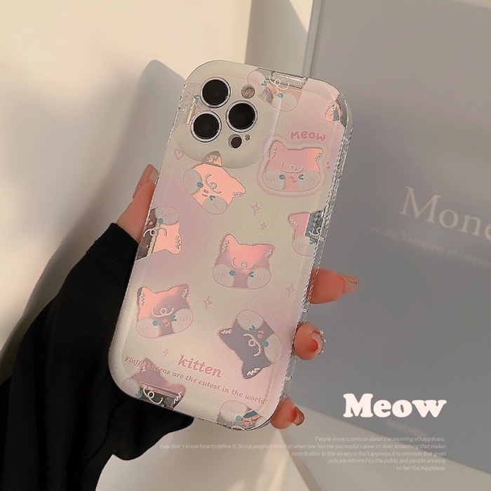 《42842》鏡面粉系貓咪iphone手機殼