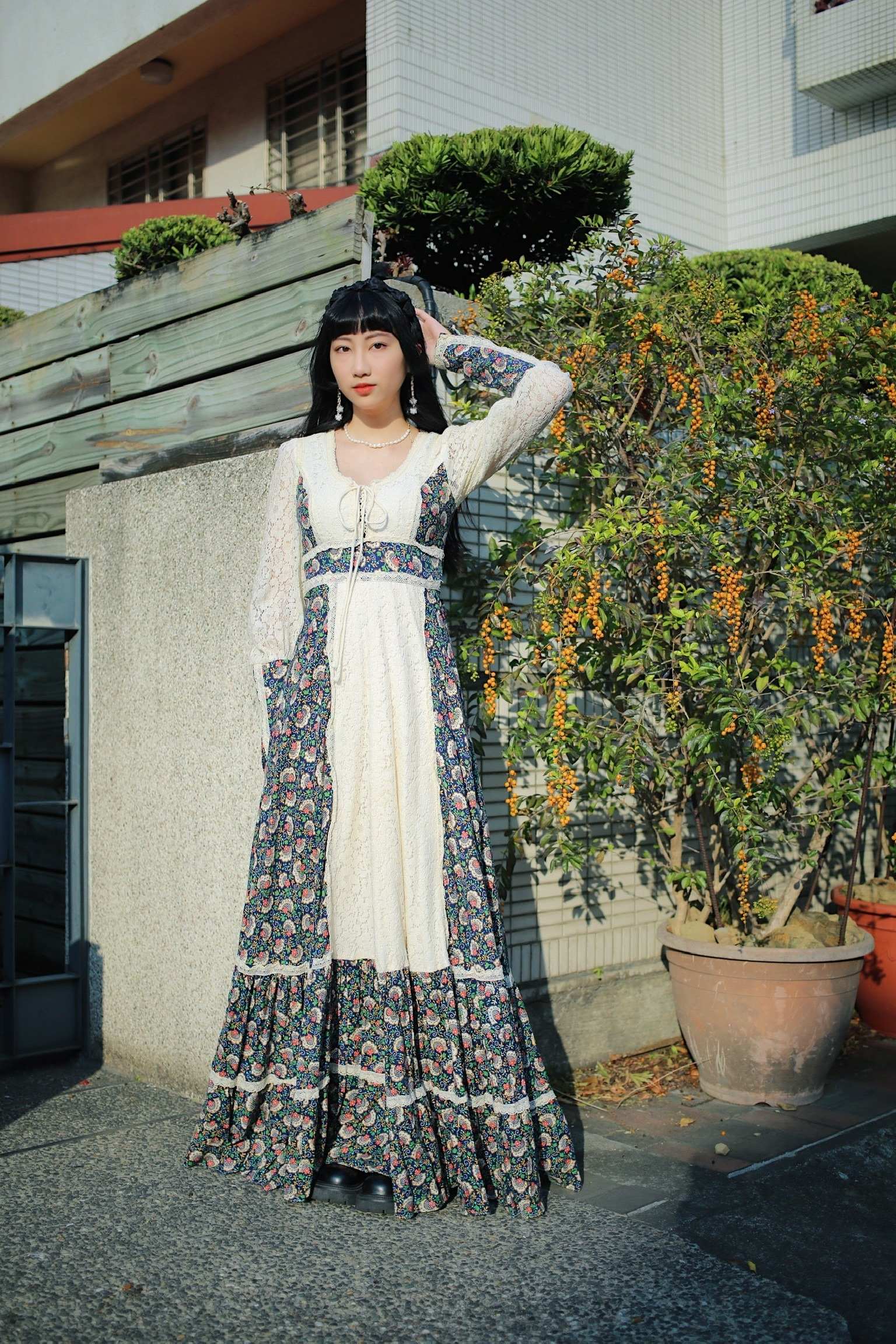 Vintage Dresses /古著70年代Gunne Sax 草原風孔雀圖騰洋裝