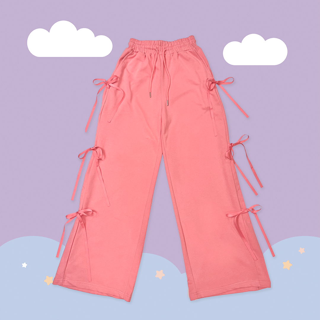 こ♡こ 蝴蝶結綁帶休閒棉褲