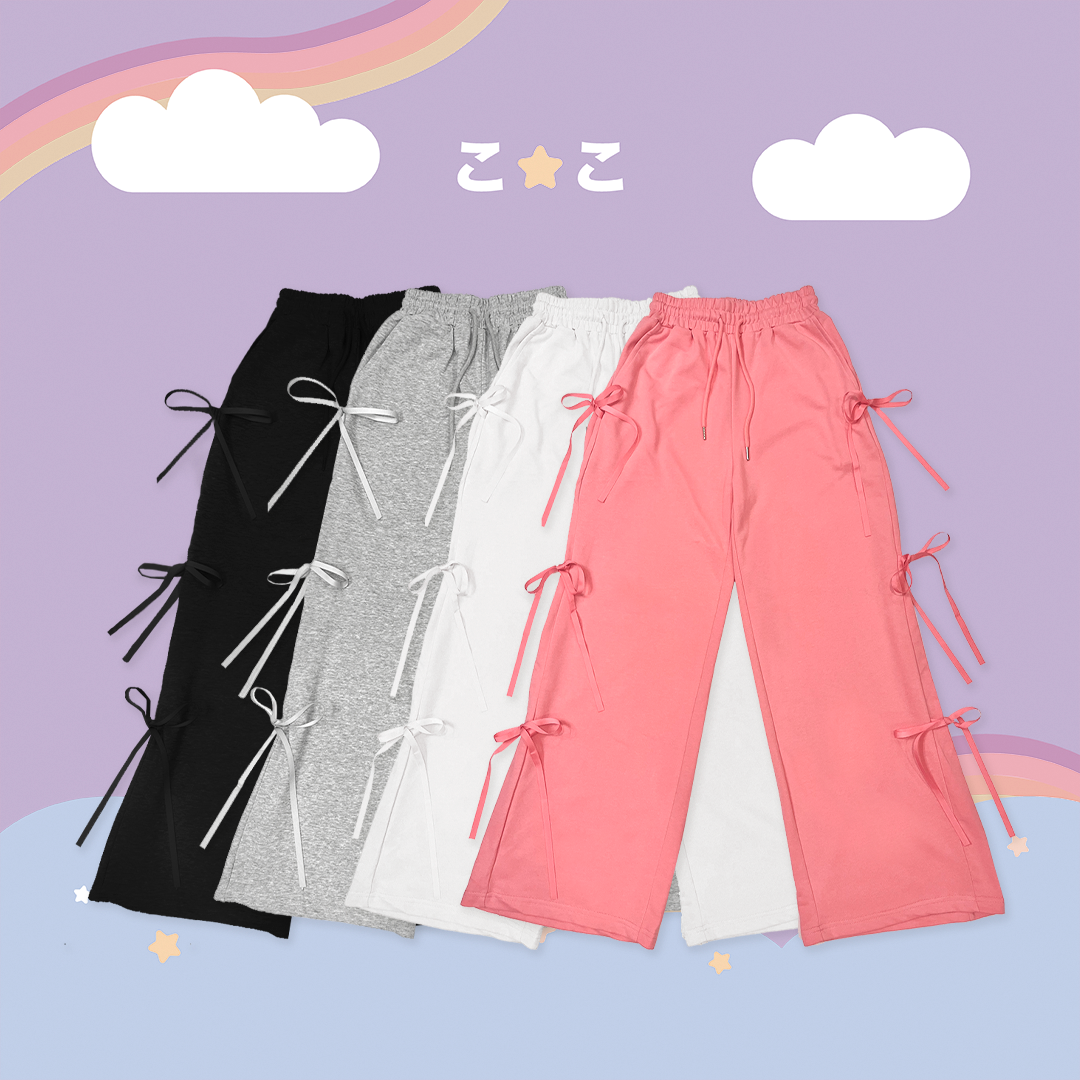 こ♡こ 蝴蝶結綁帶休閒棉褲
