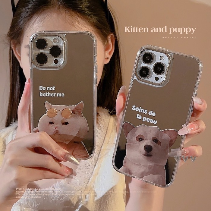 《42846》鏡面敷面膜狗狗貓貓iphone手機殼
