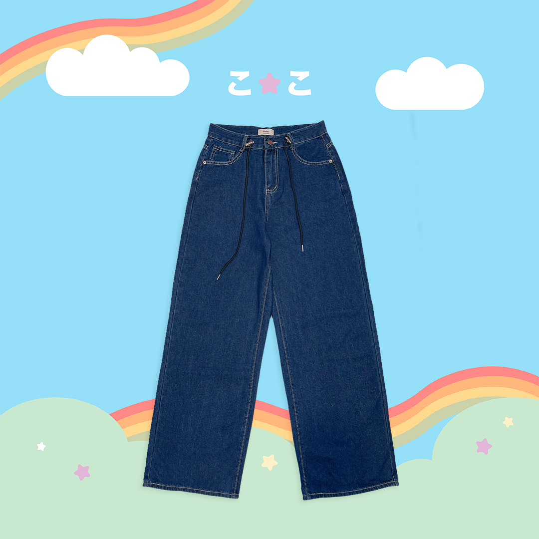 こ♡こ 寬管深牛仔長褲