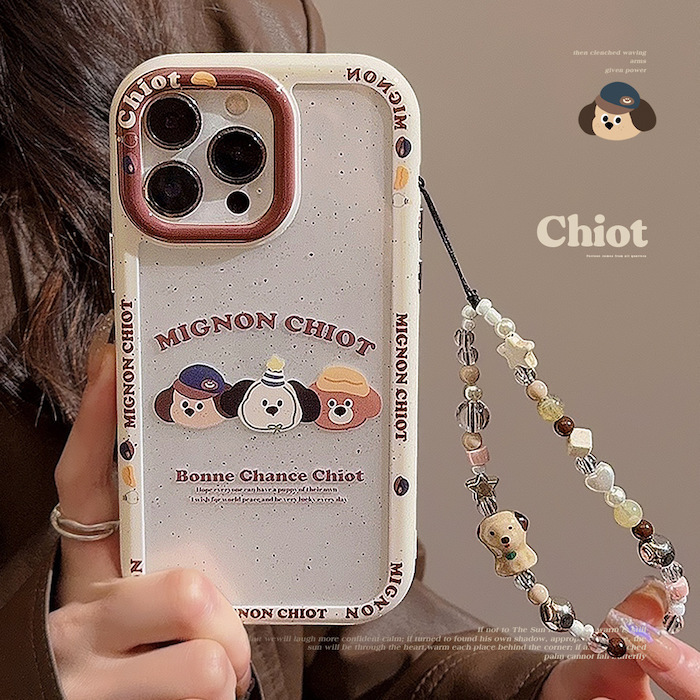 《42850》戴帽子3隻狗熊iphone手機殼(含掛繩)