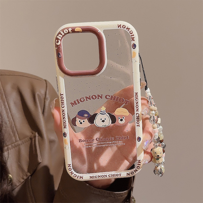 《42850》戴帽子3隻狗熊iphone手機殼(含掛繩)