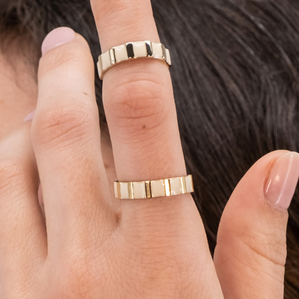 1BU0407-014 [BANGLEUP] Ines Ring - Sand White #BUP15-INE-BAG03 (EU)