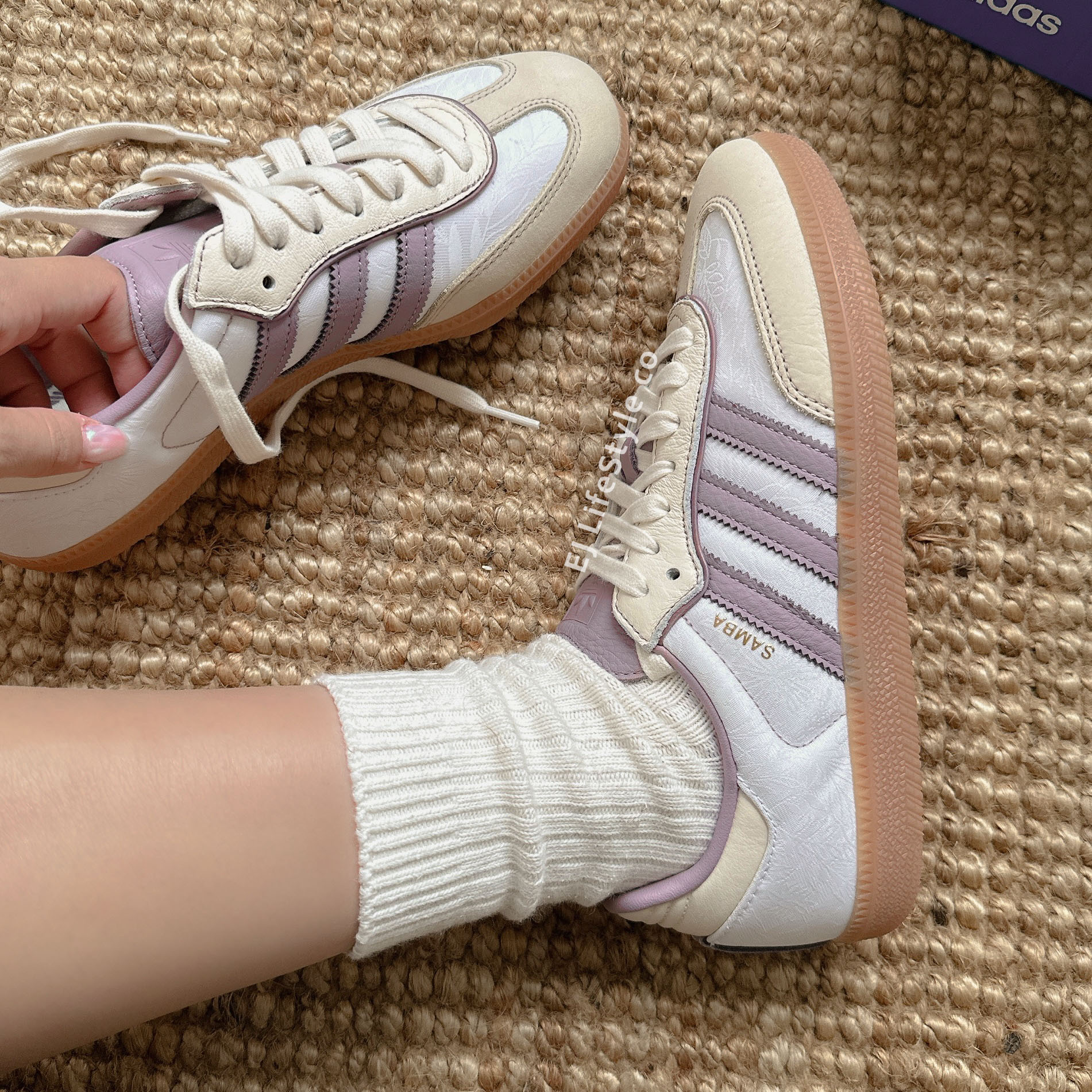 ADIDAS ORIGINALS SAMBA OG 奶油芋紫 繡花 刺繡 焦糖底 女鞋 IE1417 / 現貨