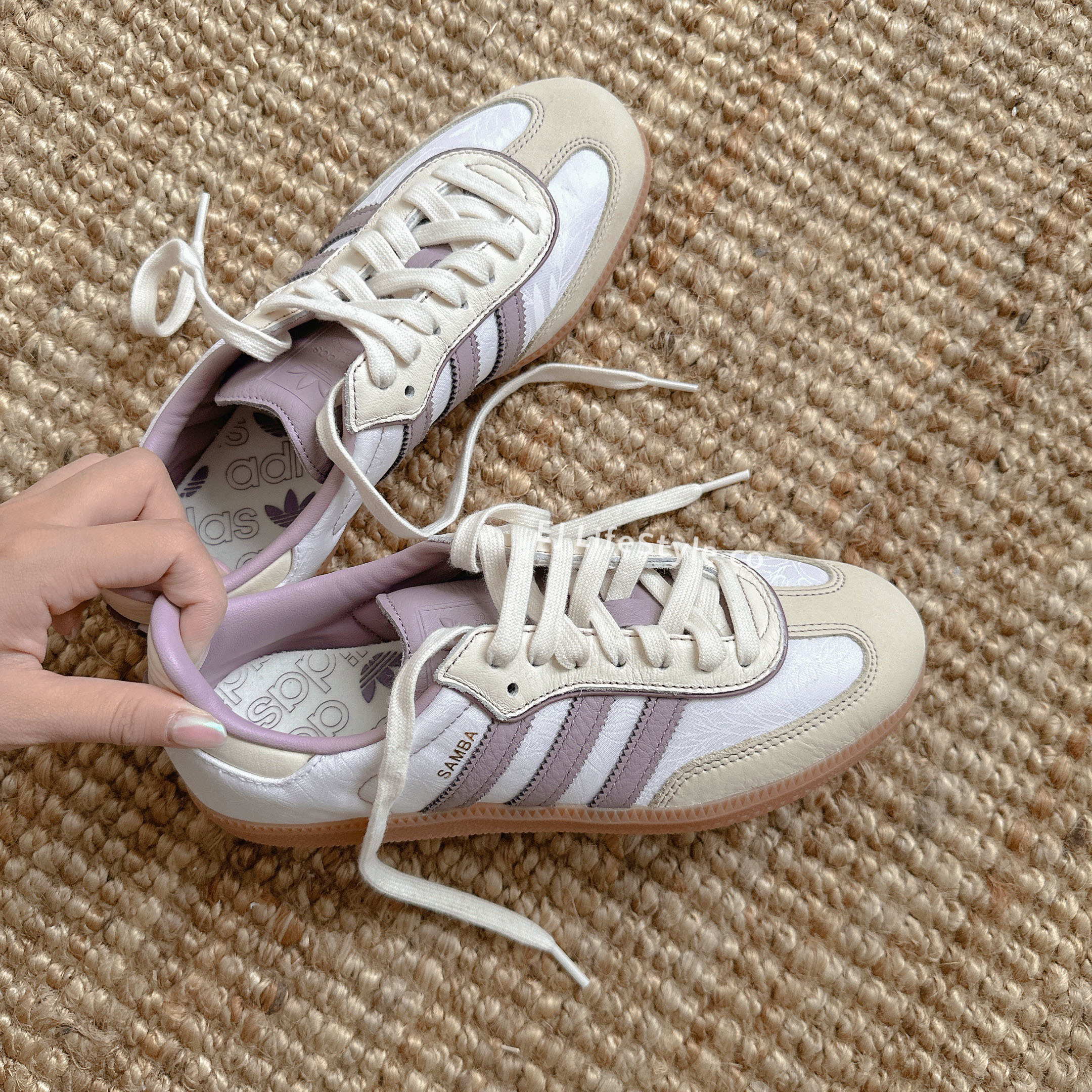 ADIDAS ORIGINALS SAMBA OG 奶油芋紫 繡花 刺繡 焦糖底 女鞋 IE1417 / 現貨