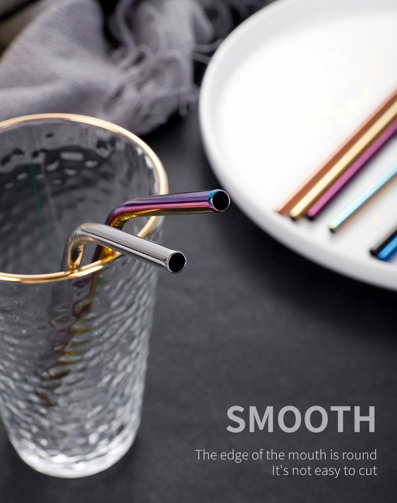 amazon熱賣 食用級別 不鏽鋼 吸管 4件套 (2直管+2灣管)