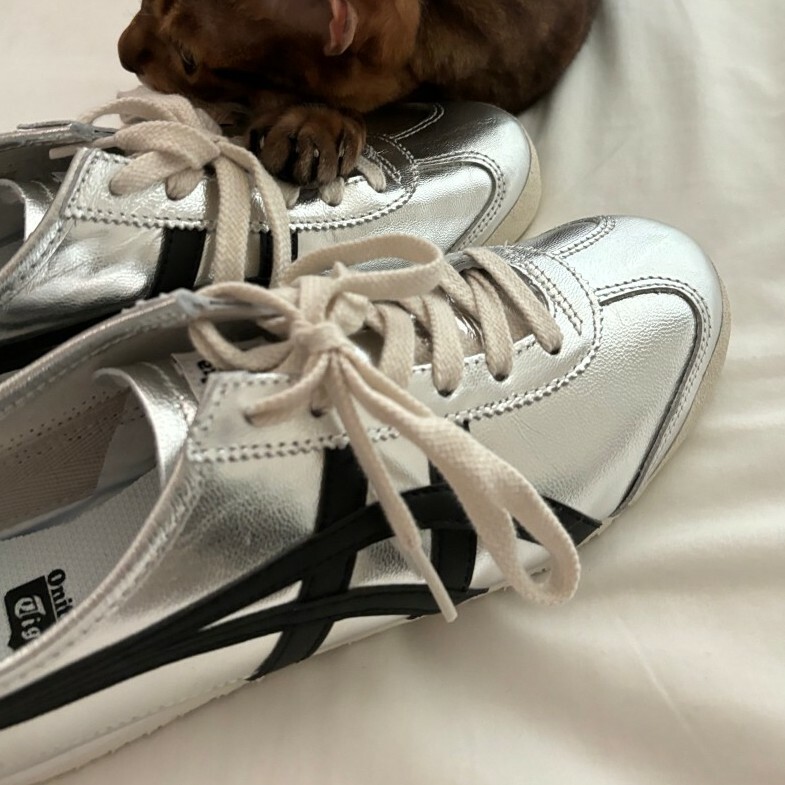 Onitsuka Tiger Mexico 66 鬼塚虎德訓鞋銀色黑色銀黑淡奶油底Y2K