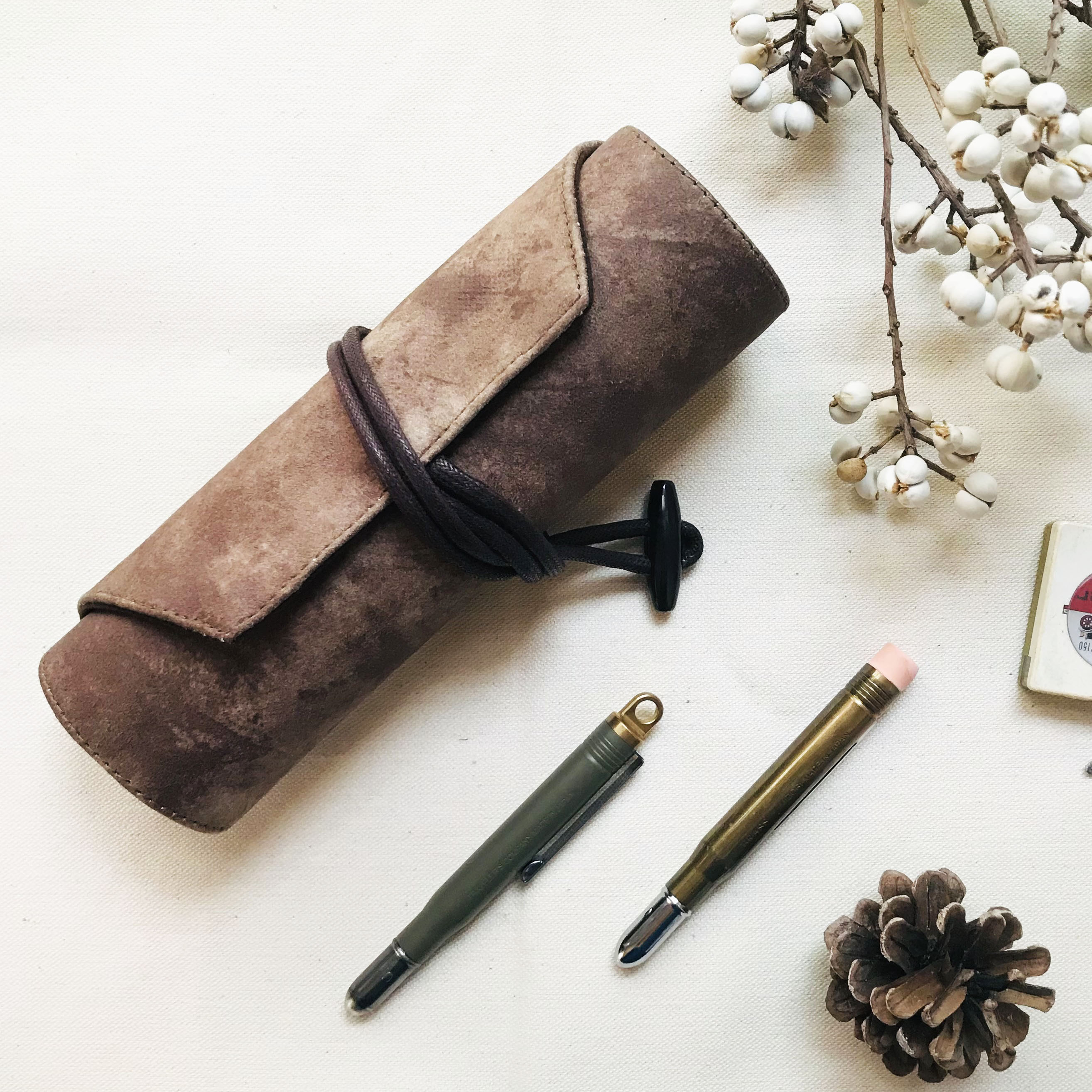 Kyokuhaku 6入 捲式鋼筆袋_仿皮革