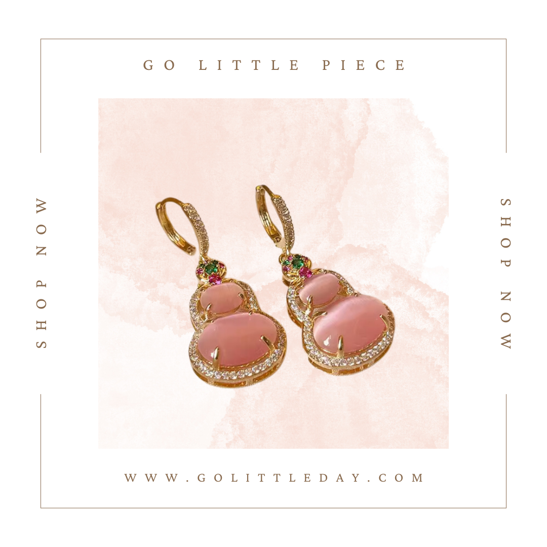 Go Little Piece 韓國 輕奢設計 貓眼石葫蘆耳環 | 氣質設計 (逢星期日截單後14-21個工作天發貨) - 138