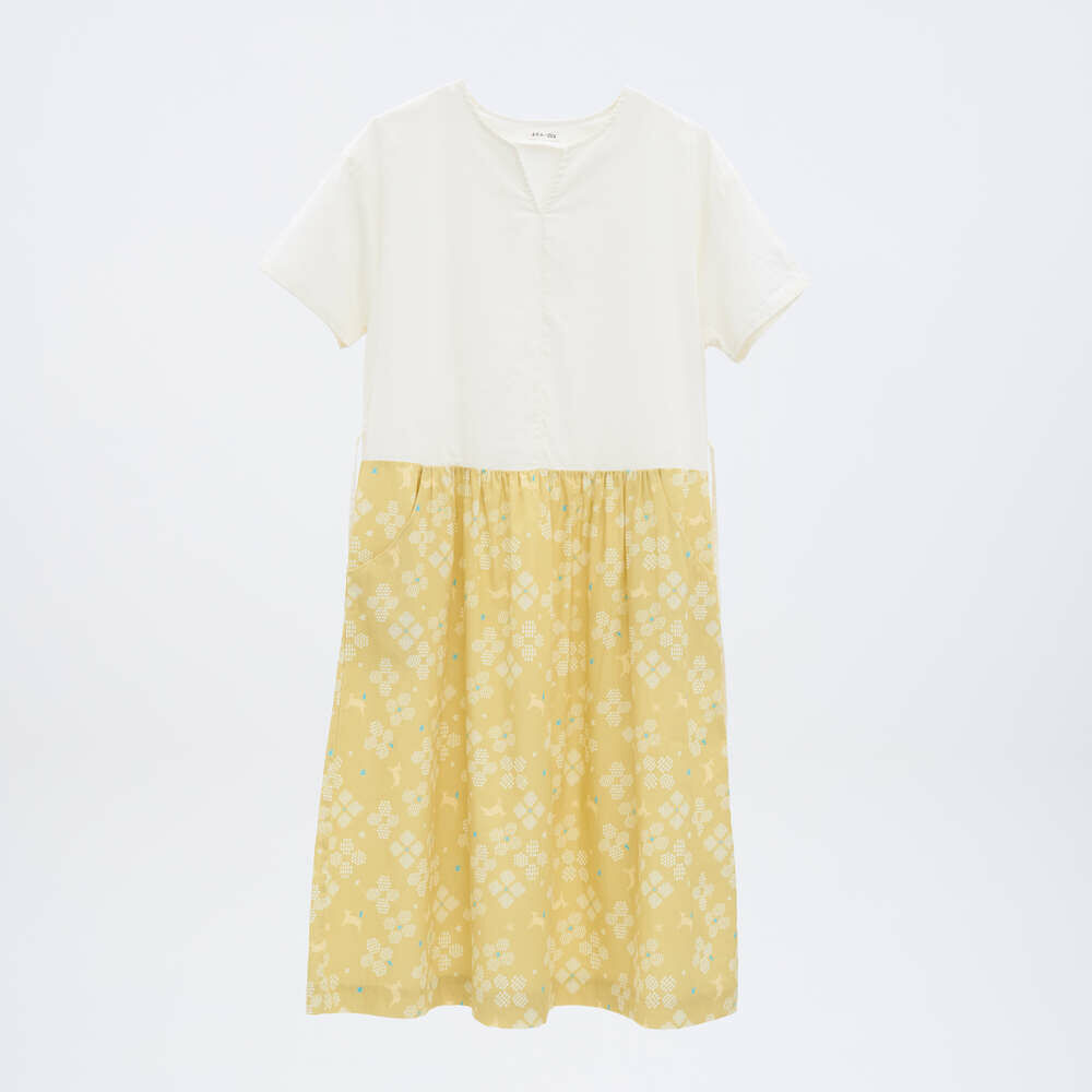 低腰線拼接長洋裝