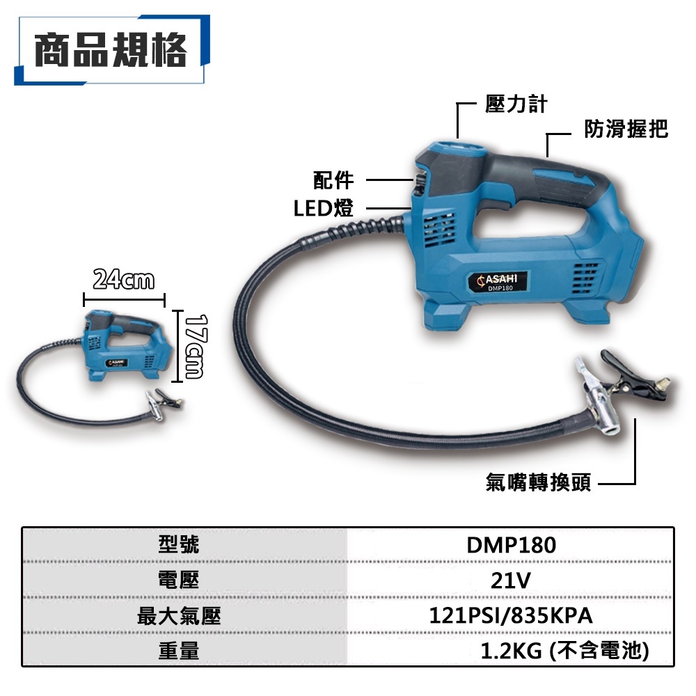 附發票｜DMP180芯片款｜ 通用牧田18V 鋰電充氣機 電動打氣機 打氣泵 輪胎 籃球