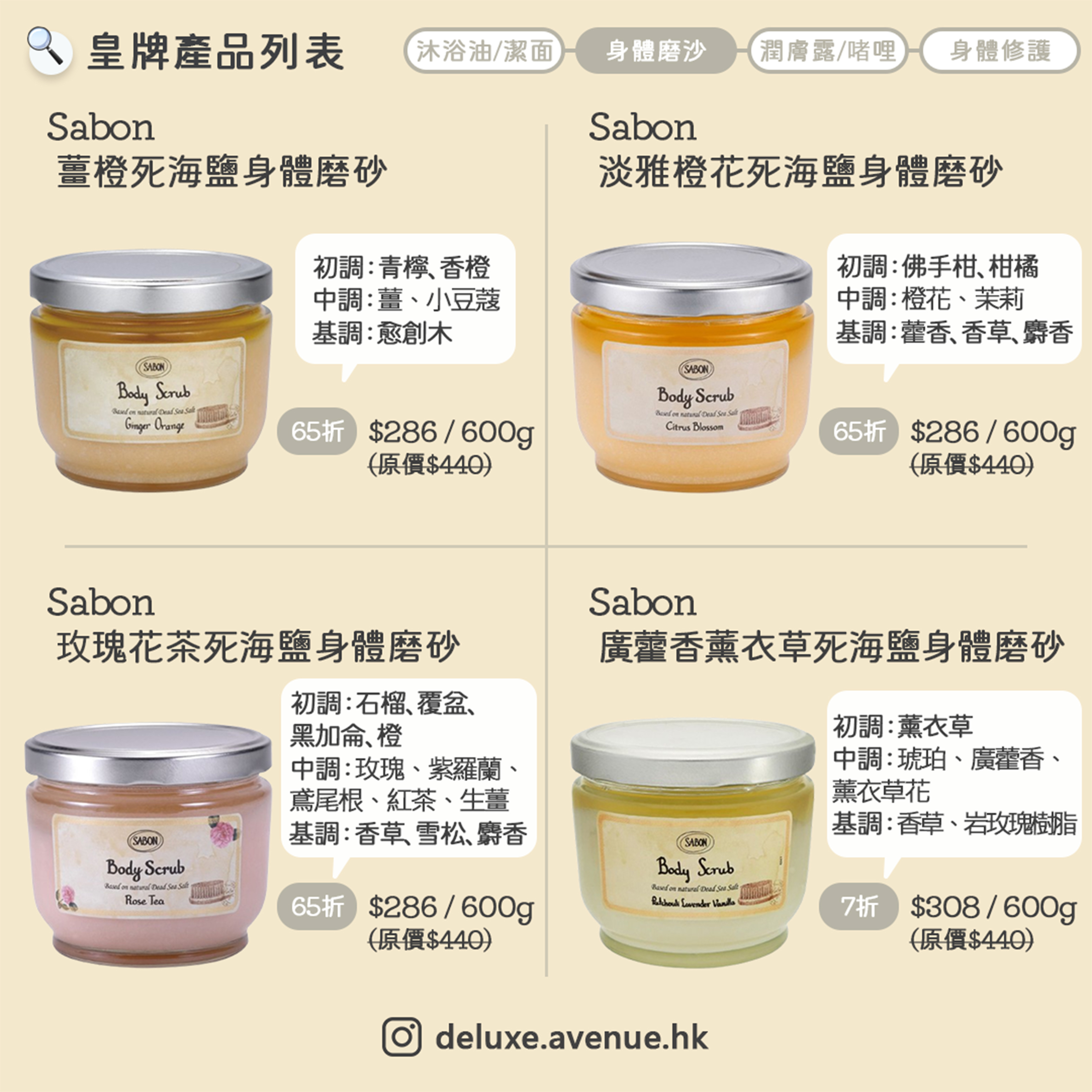 Sabon 身體磨沙 600g (各款)