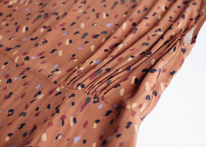 酸梅湯圓領包袖洋裝-桂花