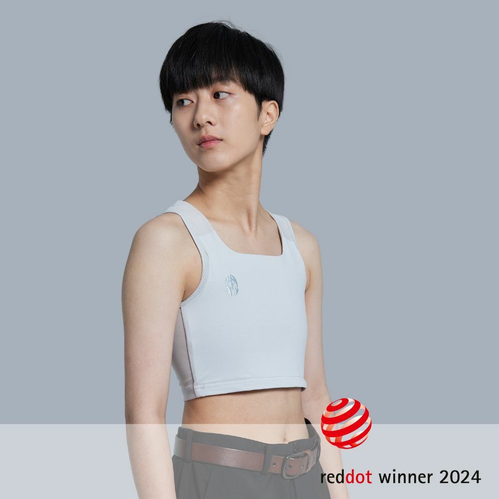 紅點設計獎-空氣流親膚透氣束胸-黏貼款-淺灰色