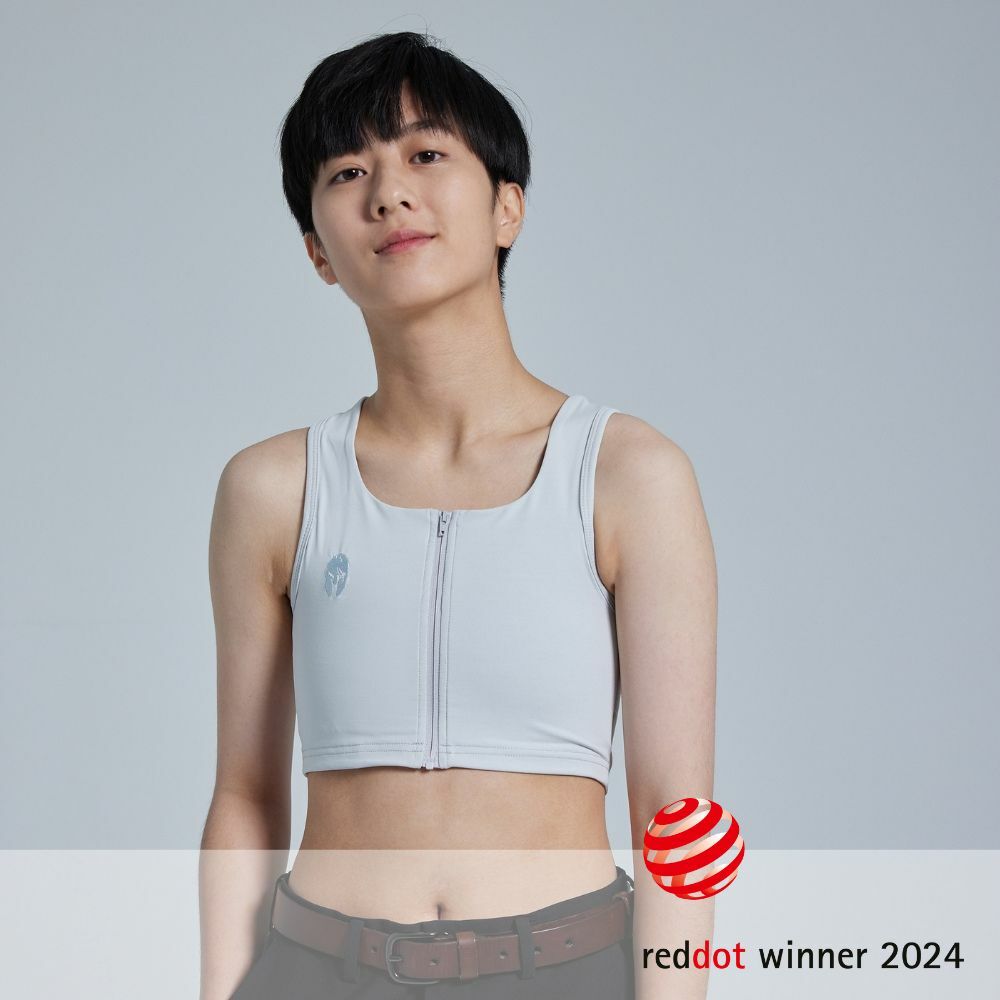 紅點設計獎-空氣流親膚透氣束胸-拉鍊-淺灰