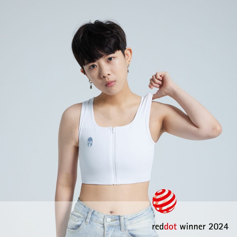 紅點設計獎-空氣流親膚透氣束胸-拉鍊-白色