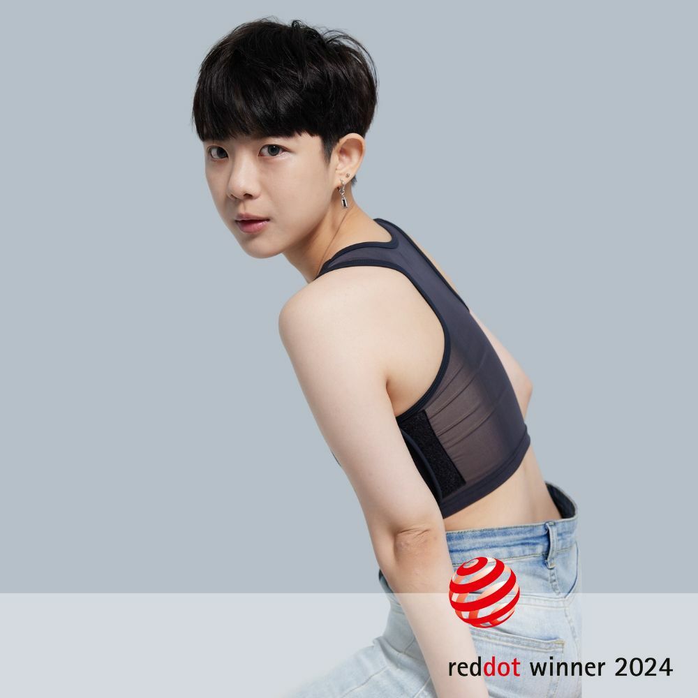紅點設計獎-空氣流親膚透氣束胸-黏貼款-黑色