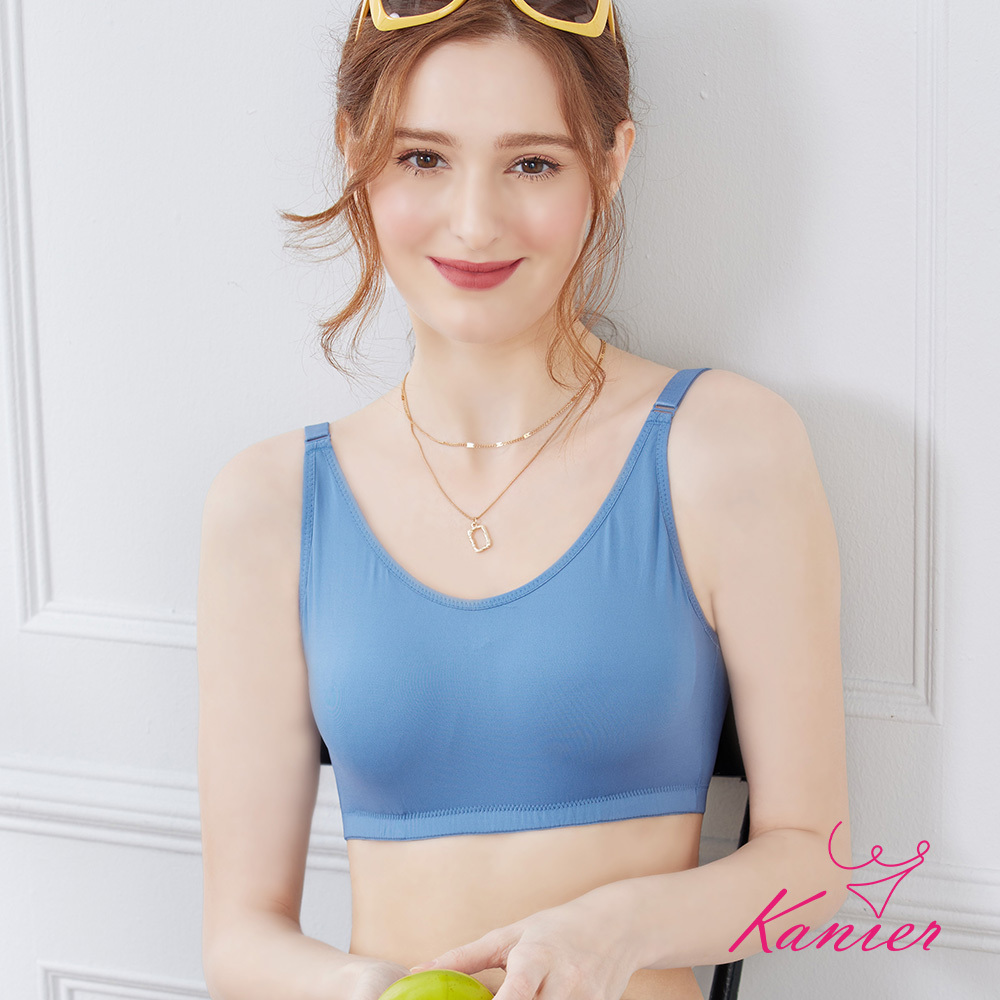 【Kanier卡妮兒】沁涼盛夏  涼感石墨烯無鋼圈背心式內衣【5027碧海藍 S / M / L / XL / 2XL (Q)】