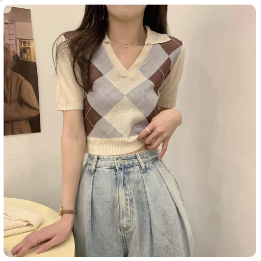 Summer Crop Shirt Women's (Brown Shirt) (M-Size)