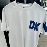 [IMPERFECTION] DKNY MEN'S ASYMMETRICAL LOGO T-SHIRT,WHITE, M1312014-WHT [FINAL SALE] (SDF1403)