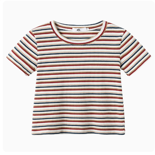 Striped T-shirt top (white and red) (size S - XL) (contact customer service to confirm the shipping ruler after placing an order)