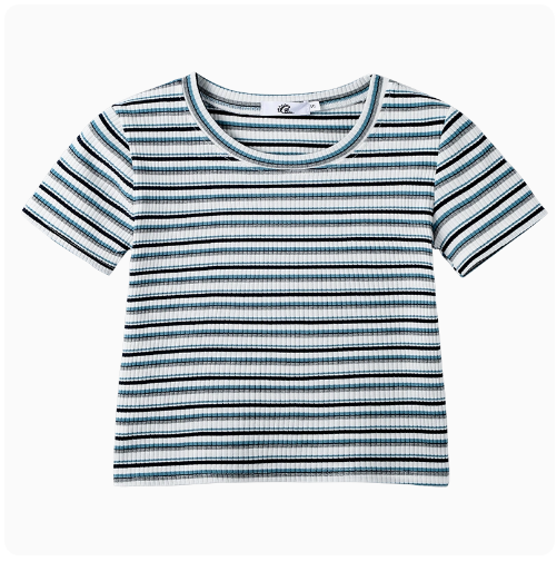 Striped T-shirt top (white and blue) (size S-XL) (contact customer service to confirm the shipping ruler after placing an order)