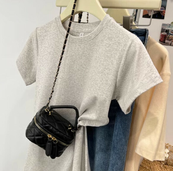 Summer cotton short sleeve t (1080 milk gray) [Size: S-XL] [Contact customer service to confirm the shipping size after placing an order]
