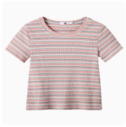 Striped T-shirt top (pink) (size S-XL) (contact customer service to confirm the shipping ruler after placing an order)