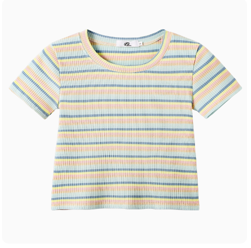 Striped T-shirt top (milk tea coffee) (size S-XL) (contact customer service to confirm the shipping ruler after placing an order)